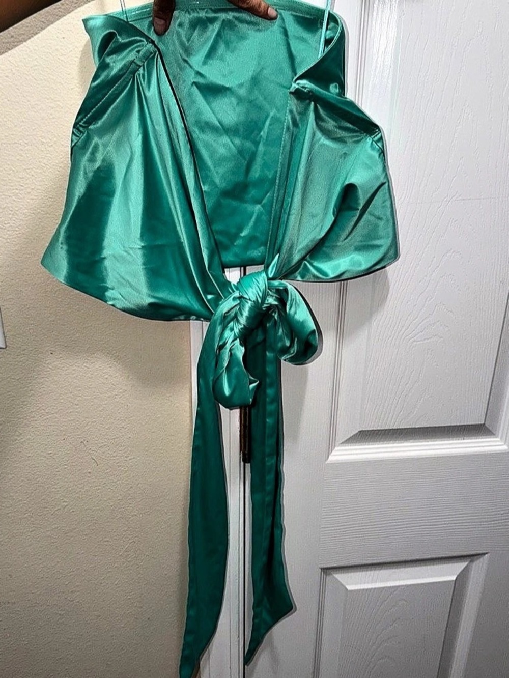 Free people Green satin tie tube top size medium